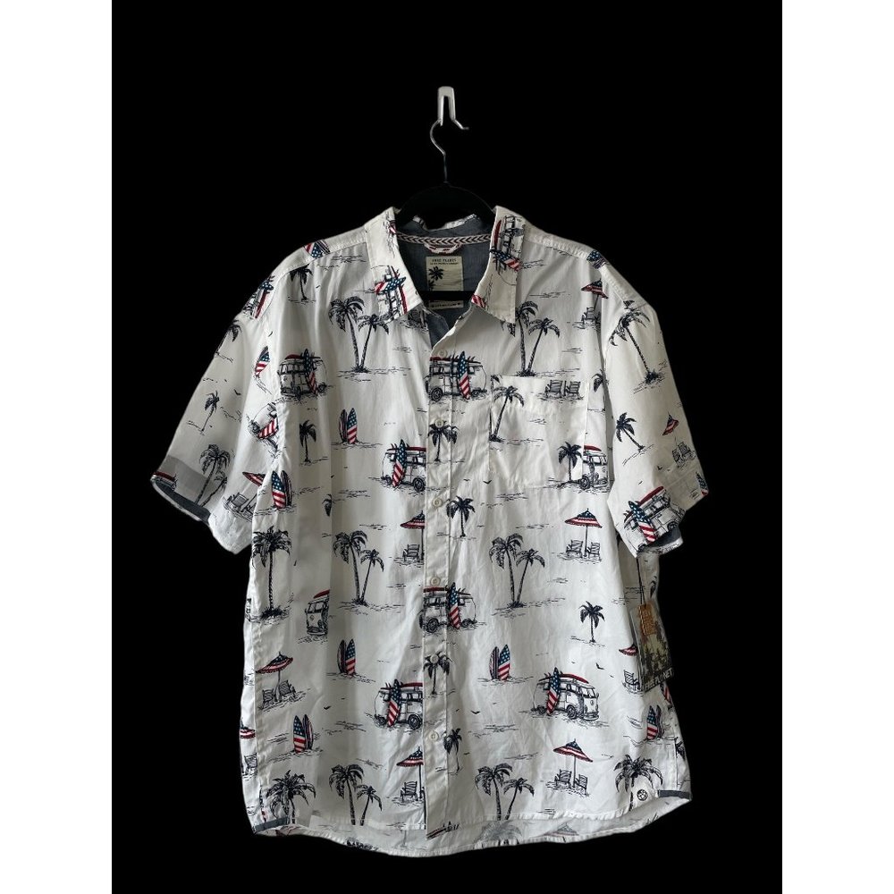 NWT FREE PLANET MEN'S SHORT SLEEVE BUTTON DOWN CASUAL SHIRT SIZE 3X